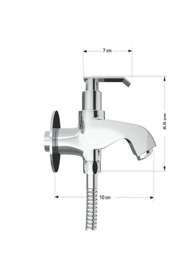 GLOXY 2 in 1 Chrome Finished Bib Cock Taps with Dual Imperial Levers & Flenge - Perfect Compatible for Washing Machines, Bathroom Toilet Areas, Gardens & Kitchen Sinks - 10 Years Warranty - Image 3